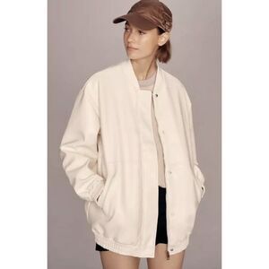 Anthropologie Maeve Maeve Oversized Faux Leather Bomber Jacket Size S